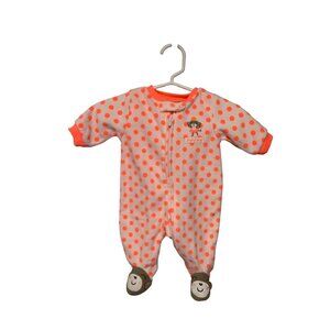 Carters Girls Infant Baby SIze Newborn Pink White Polka Dot Footed Pajamas Sleep
